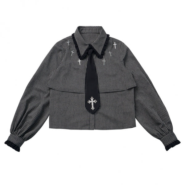 Cross carol dark shirt + corset + skirt