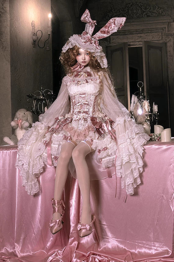 【4月8日予約締切】スウィートロリータバニーレースコルセットトップ＋姫袖シャツ＋スカート＋バルーンパンツ