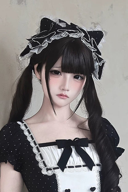 [Pre-order Deadline: June 29] Vintage Black x White Polka Dot Series Accessories (Cat Ear Headband, Leg Warmers, Cat Ear Leg Ring)
