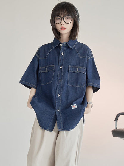 Chemise ample avec logo en denim