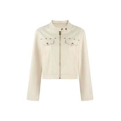 Khaki Denim Cropped Jacket