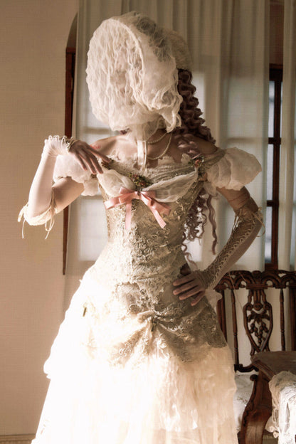 Edwardian Elegant One Shoulder Puff Sleeve Top + Leg Covers