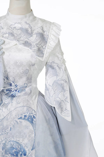 [Reservierungsschluss am 3. November] Neues asymmetrisches Panel-Kleidset im Chinese-Lolita-Stil mit Drachenmotiv und Quasten
