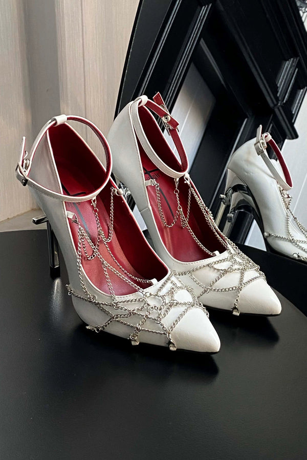 Spider web chain high heels
