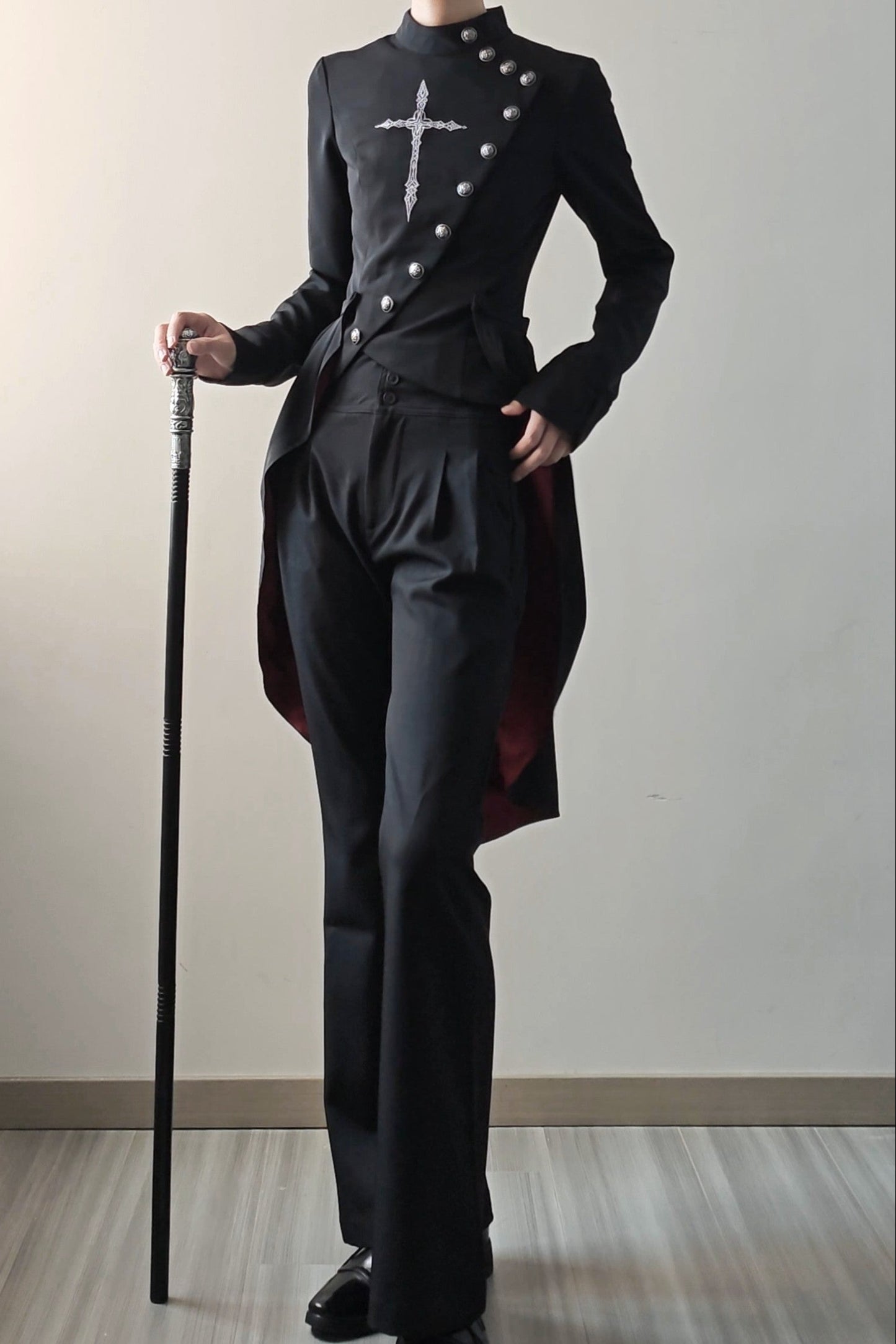 【9月28日予約締切】Prince-Style Gothic Cross Embroidered Coat Jacket With Train