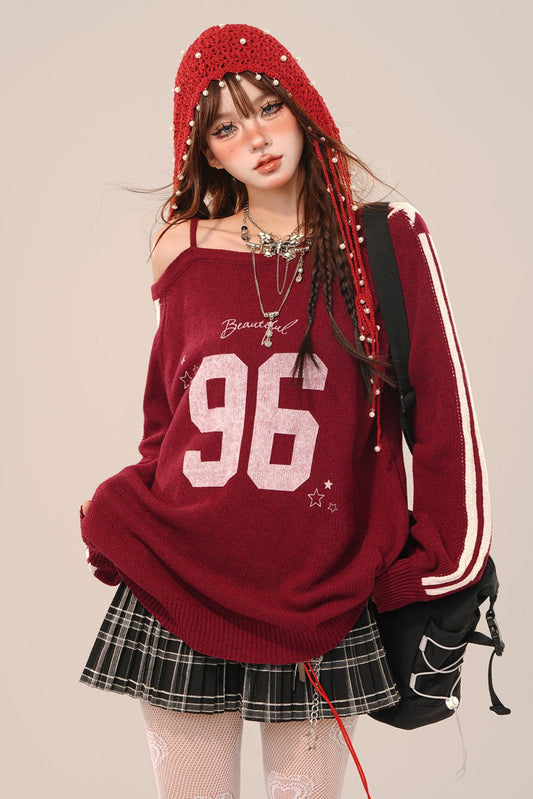 Over -size Slanted shoulder sweatshirt