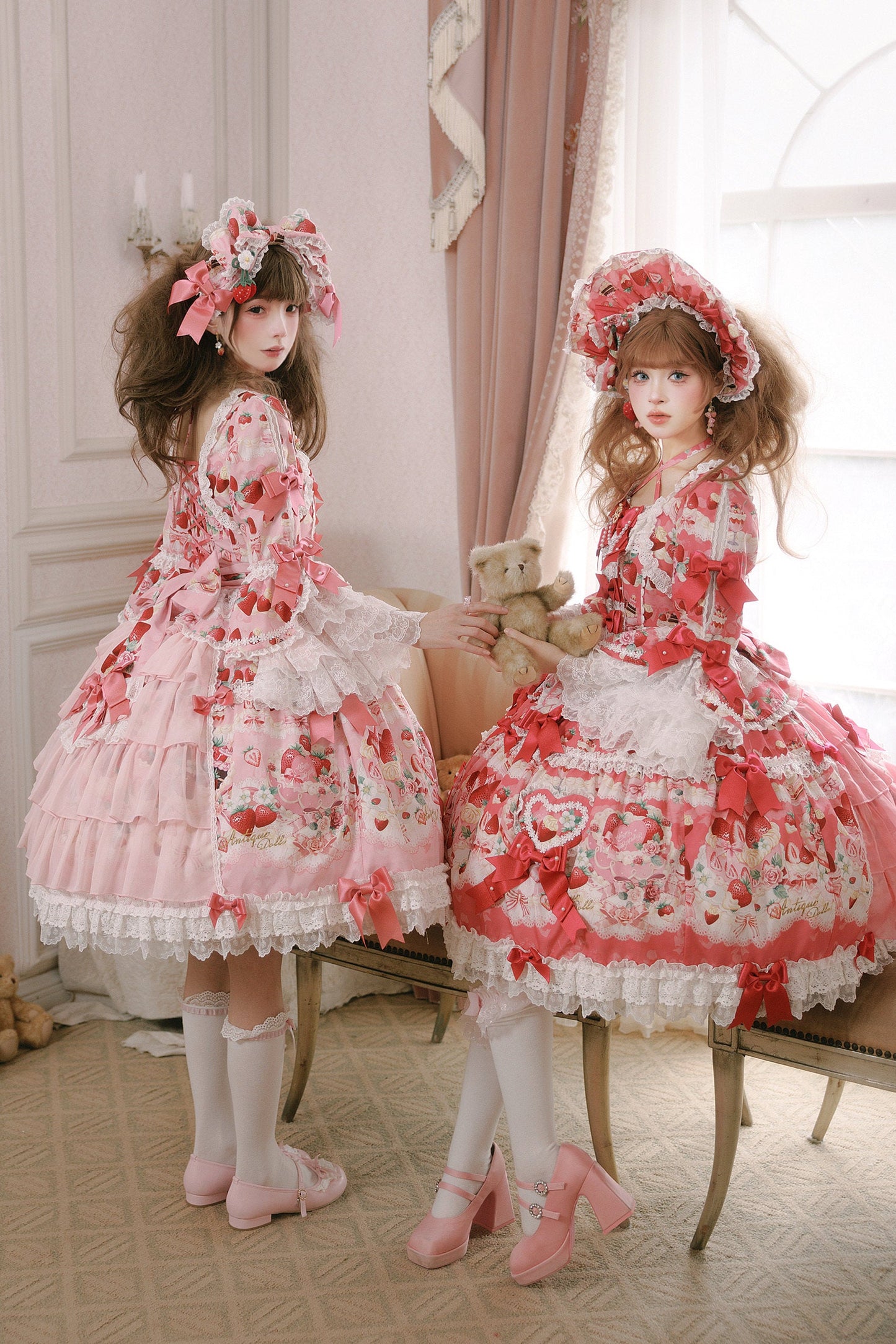 【2月27日予約締切】ストロベリーアンティークドールドレス＋フルセット＋ボンネット＋カチューシャ