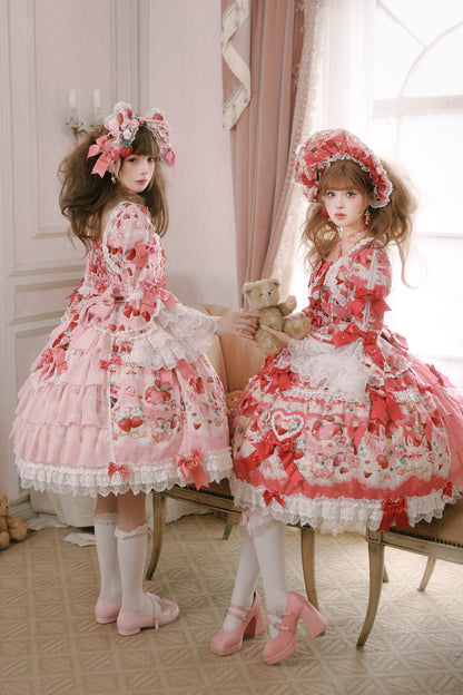 【2月27日予約締切】ストロベリーアンティークドールドレス＋フルセット＋ボンネット＋カチューシャ