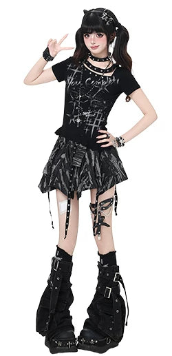 Subculture Y2K Asymmetric Neck T-Shirt