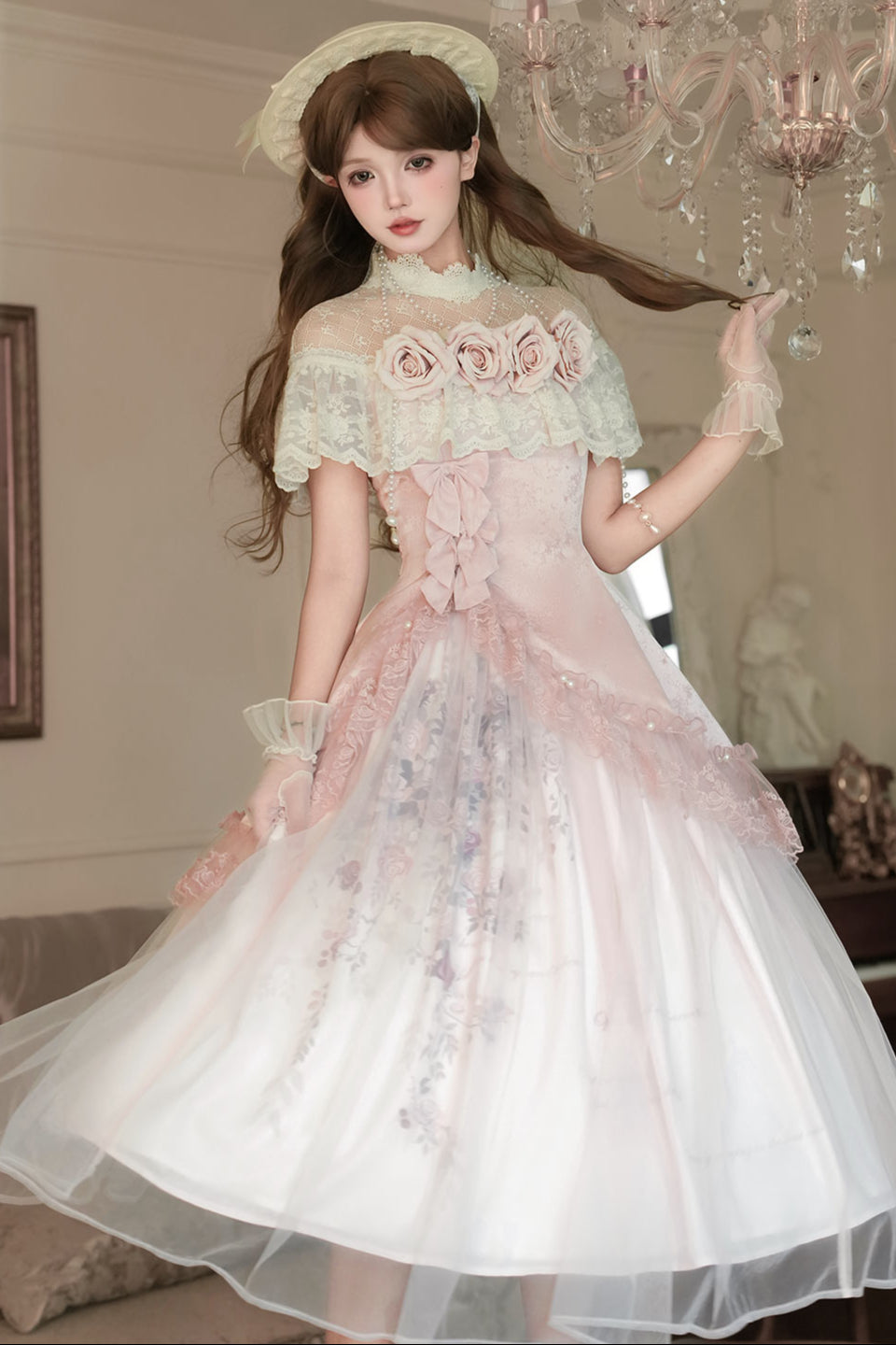 スイートピンクローズエレガントロリータセット