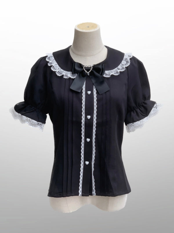 Pearl ribbon doll color mine lace blouse