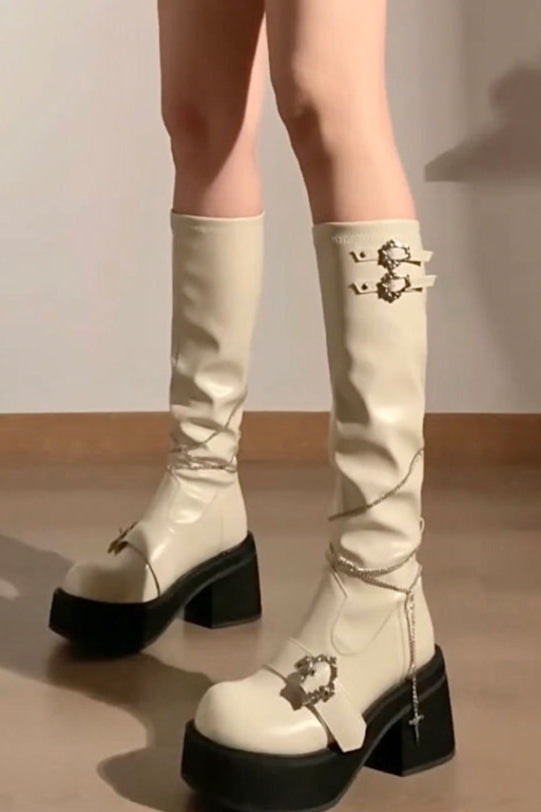 ナイトローズY2Kサブカルクロスブーツ