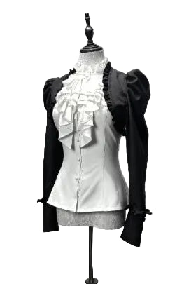 【3月6日予約締切】ダークゴシックブラックショートジャケット＋ホワイトシャツ＋ローズリボン