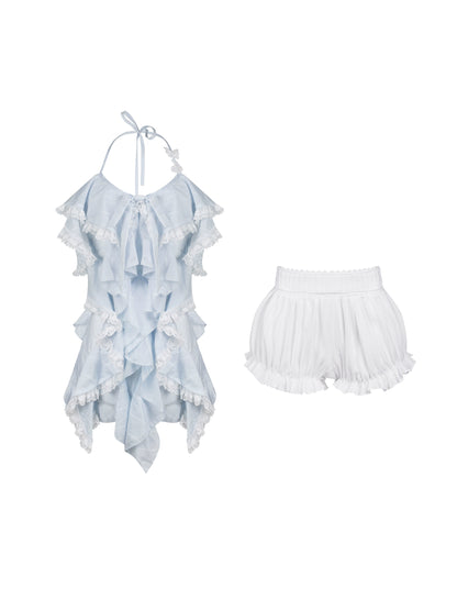 Waves Halter Dress + White Bubble Shorts