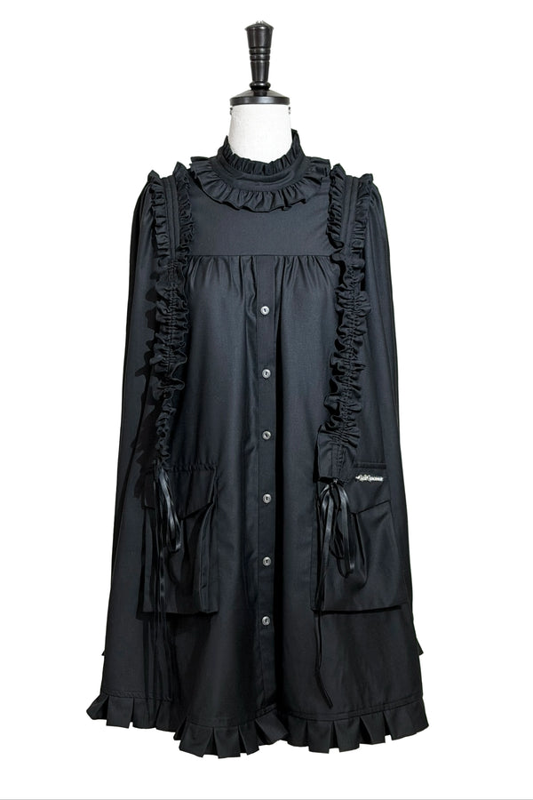 【11月6日予約締切】White/Black Gothic Lolita Drawstring Frill Strap Doll Dress