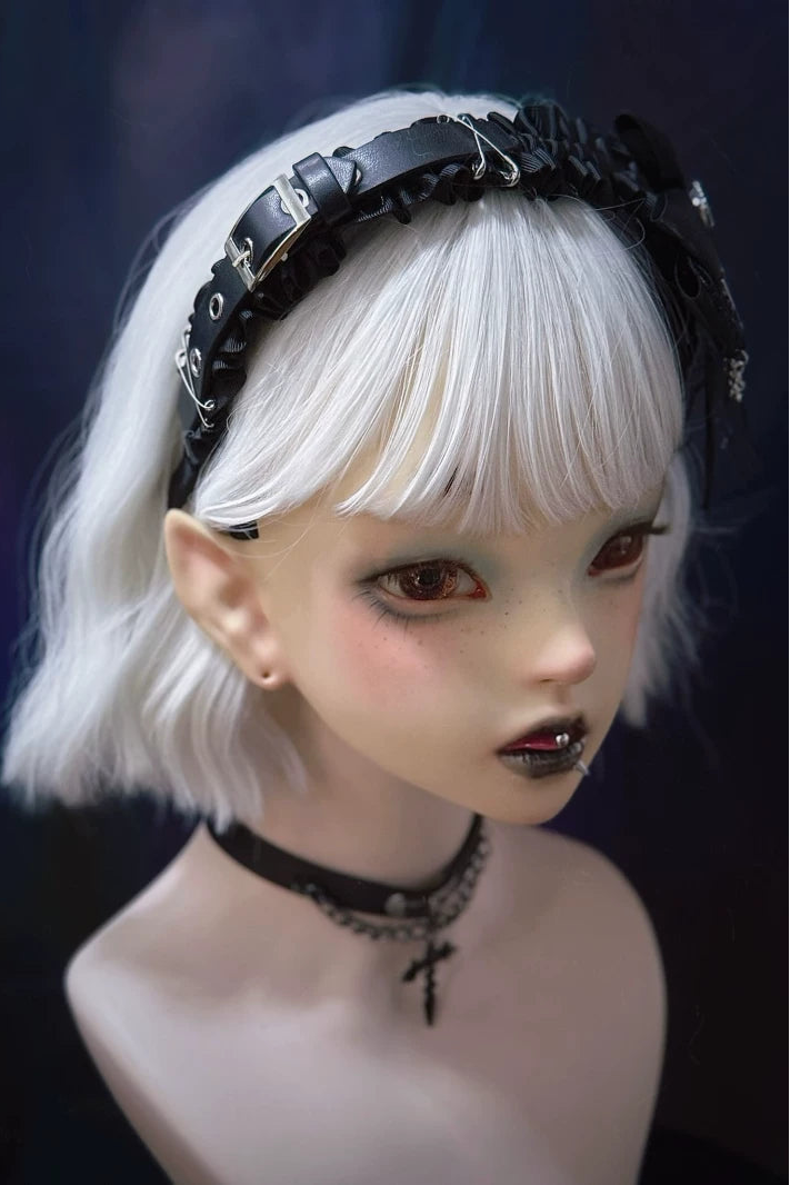 リボンレザーレースヘッドバンド