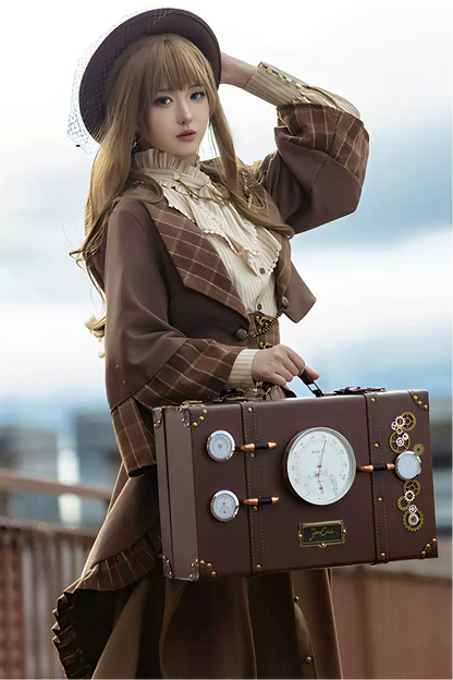 Valise de voyage marron steampunk