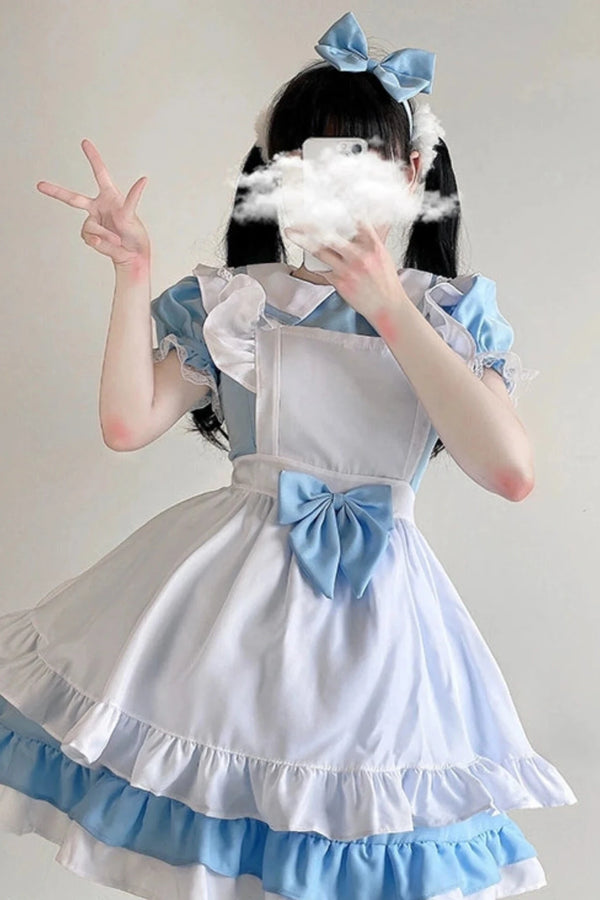 パウダーブルーアリスメイドドレスセット