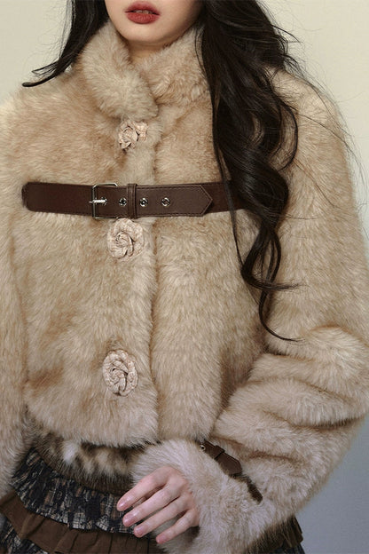 Fur Flower Short Coat