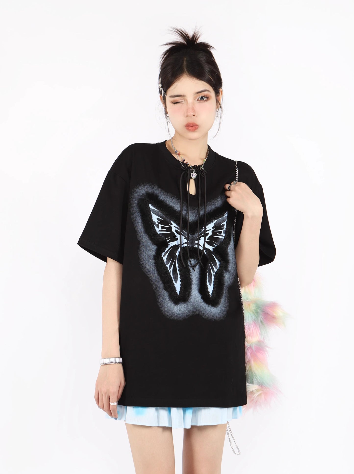 American Retro Cool Butterfly Over Size T -shirt