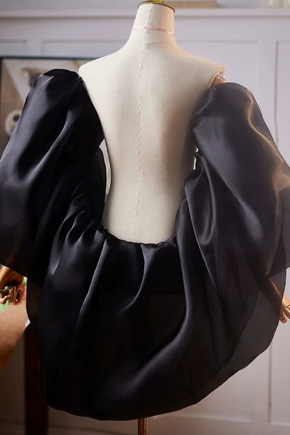 ヘップバーンサテンバルーンスリーブ