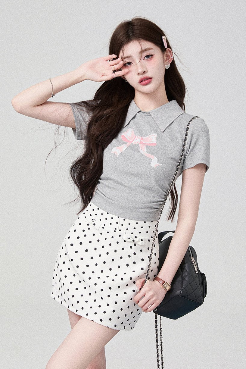 Bersatile Gray Polo T -shirt + short skirt