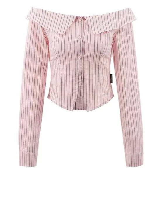 Off -shoulder striped shirt