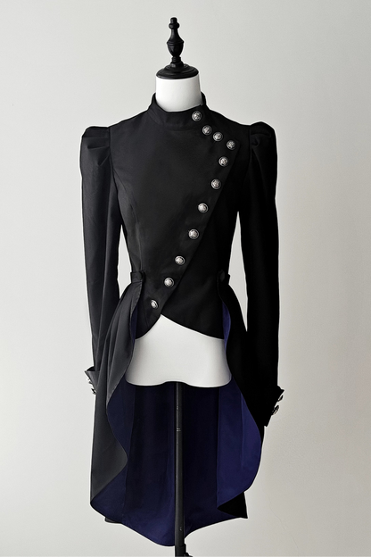 【9月28日予約締切】Gothic Prince Stand Collar Asymmetric Coat Jacket With Train