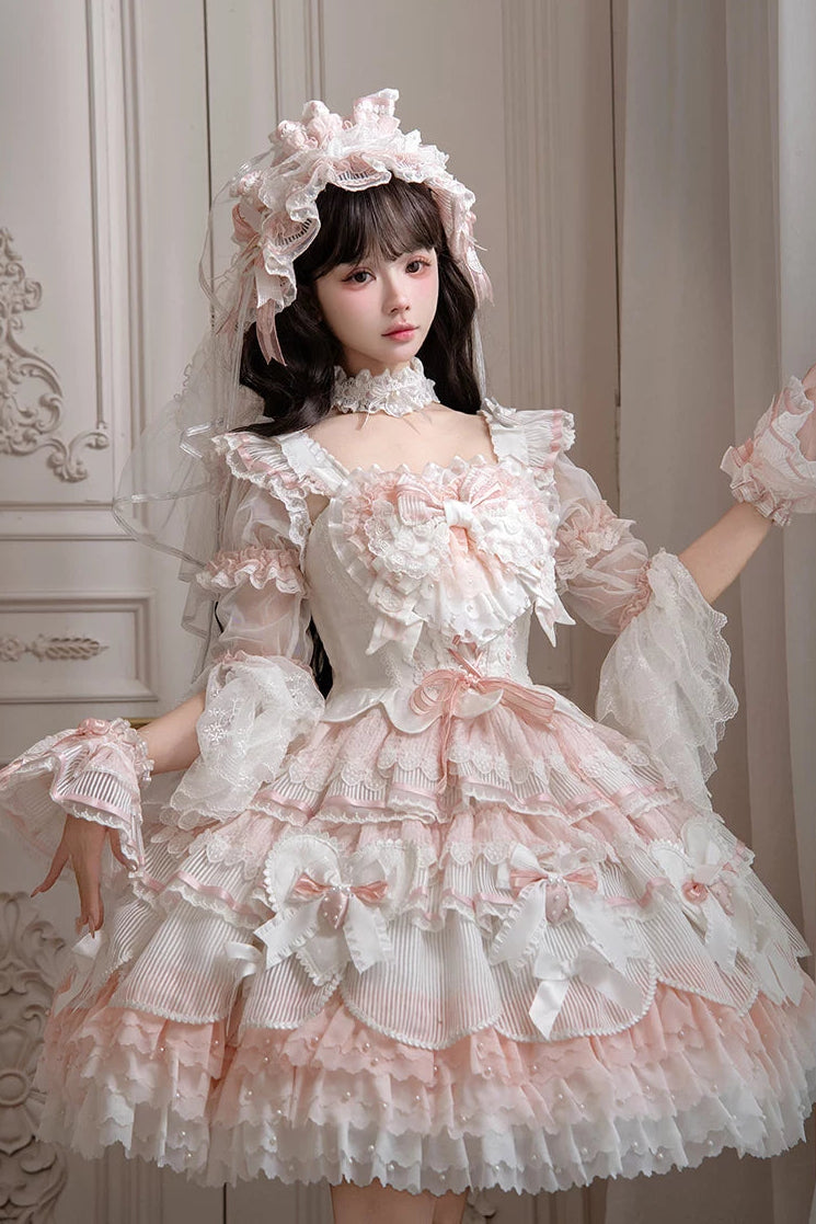 【8月8日予約締切】スウィートベリーロリータプリンセスティアードリボンJKSドレス＋ドレスセットA/B＋コンプリートセットA/B