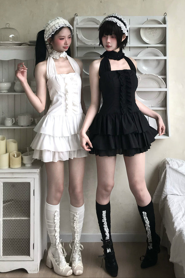 Gothic Bow Strapless Dress+Accessory