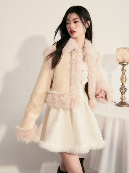 Sweet Soft Suede Fur Short Coat