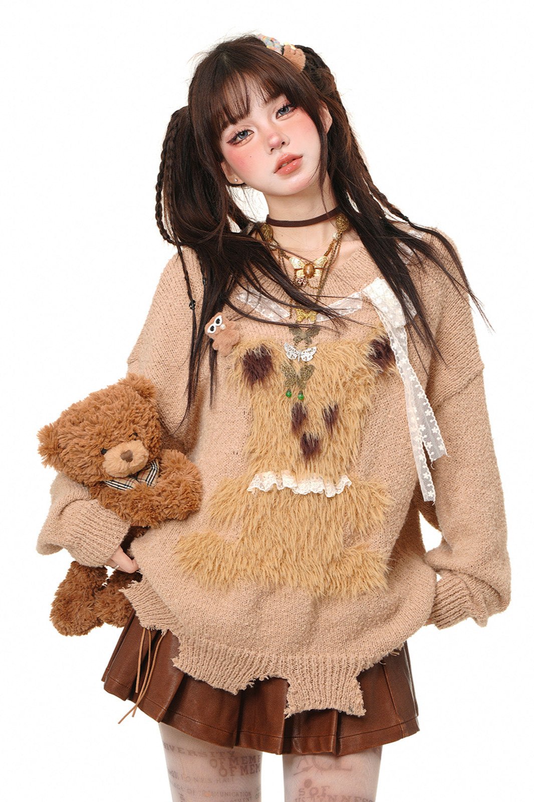 Sleepy Bear Lace Knit Sweater