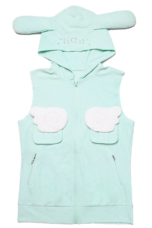 Y2K天使の羽フード付きノースリーブトップス