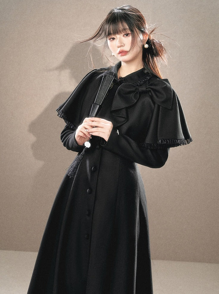 West A -line ribbon mantlong coat [Reservation product]