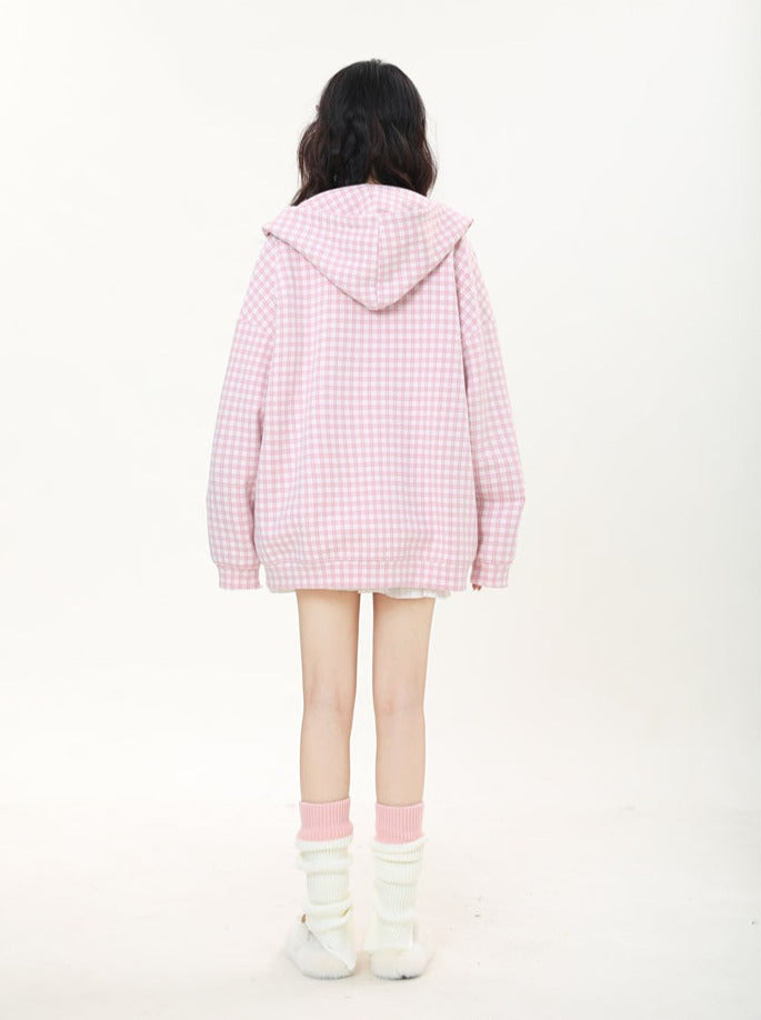 Big Shim Small Shim Waffle Hooded Zip-Up Hoodie