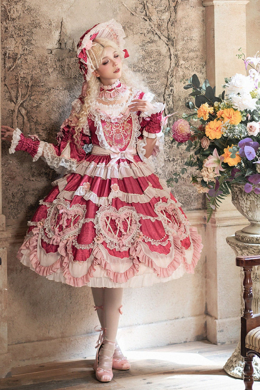 【2月22日予約締切】アンティークベリーローズロマンティックファンタジーロリータショートドレス