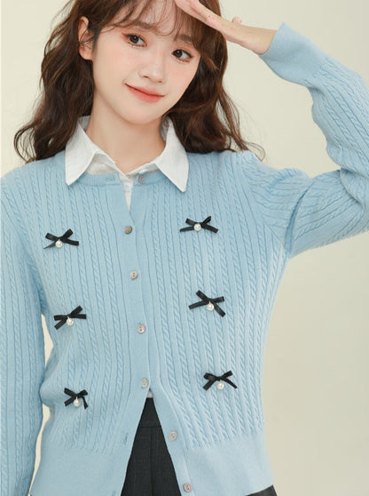 Ribbon Fresh Top College Style Sweater Cardigan