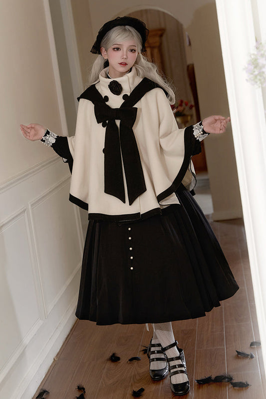 Rose choir cape coat + hoodie ribbon