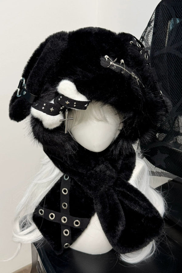 Dark Fur Bunny Ear Hat
