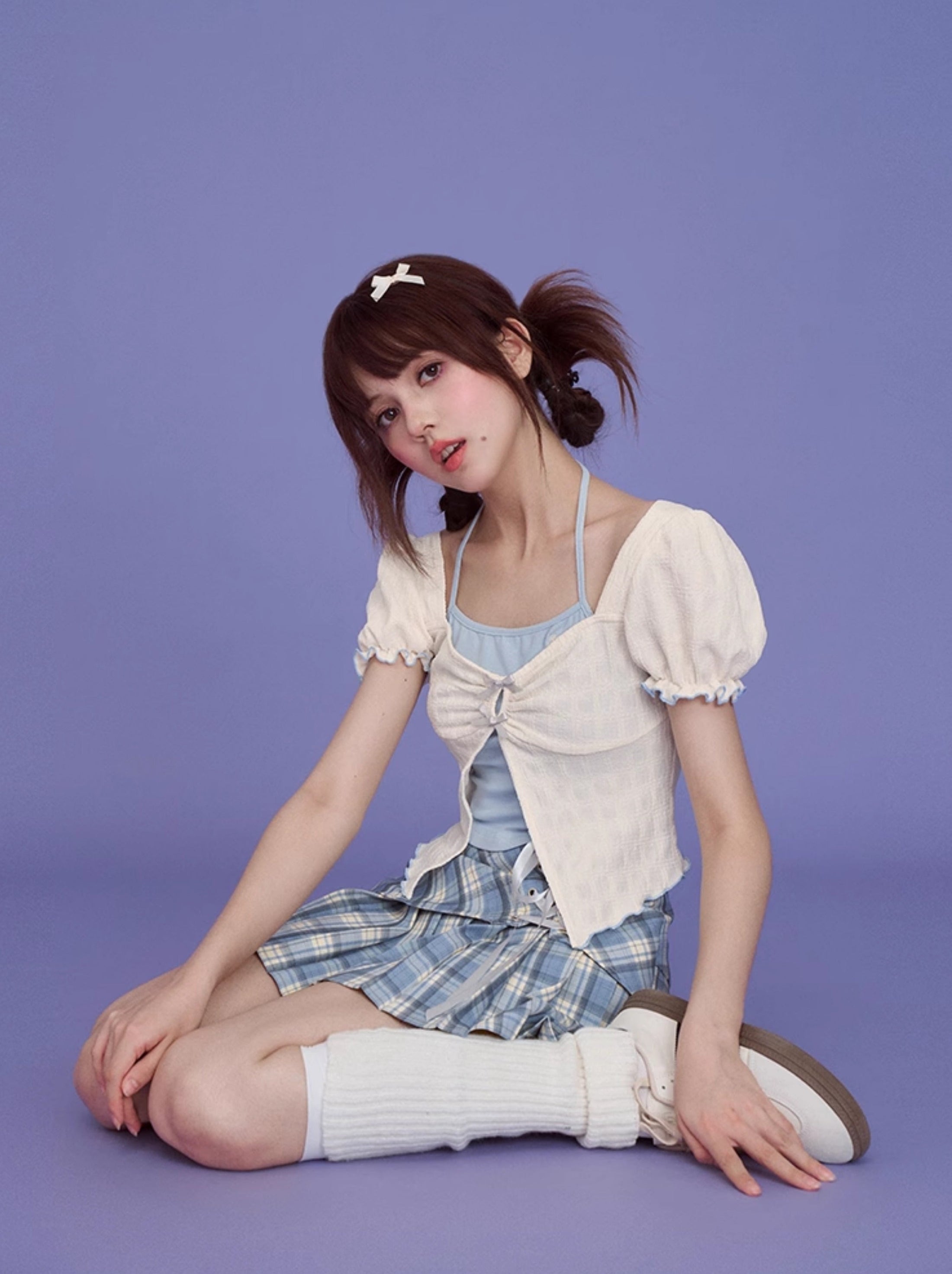 White  Two Piece Puff Sleeve main image 0
