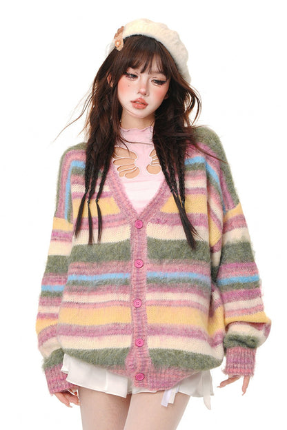 Rainbow Stripe Love Letter Cardigan