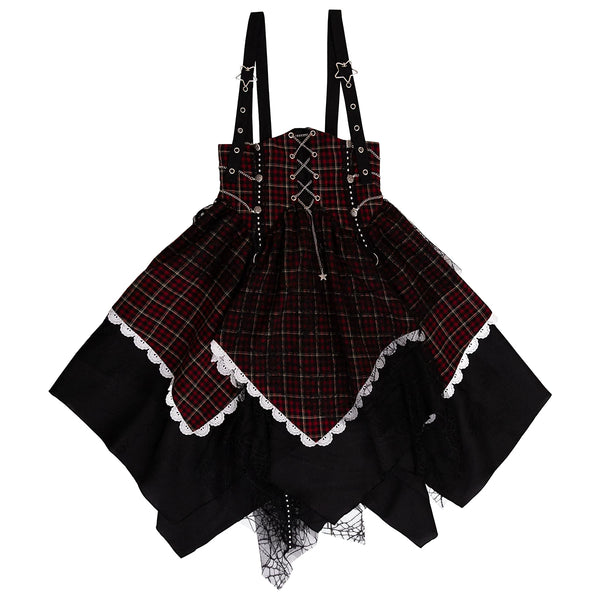 Falda lolita gótica de ídolo escolar con tirantes + camisa + mangas