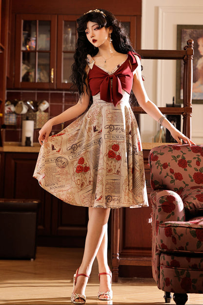 Antique Girl Ribbon Flare Dress