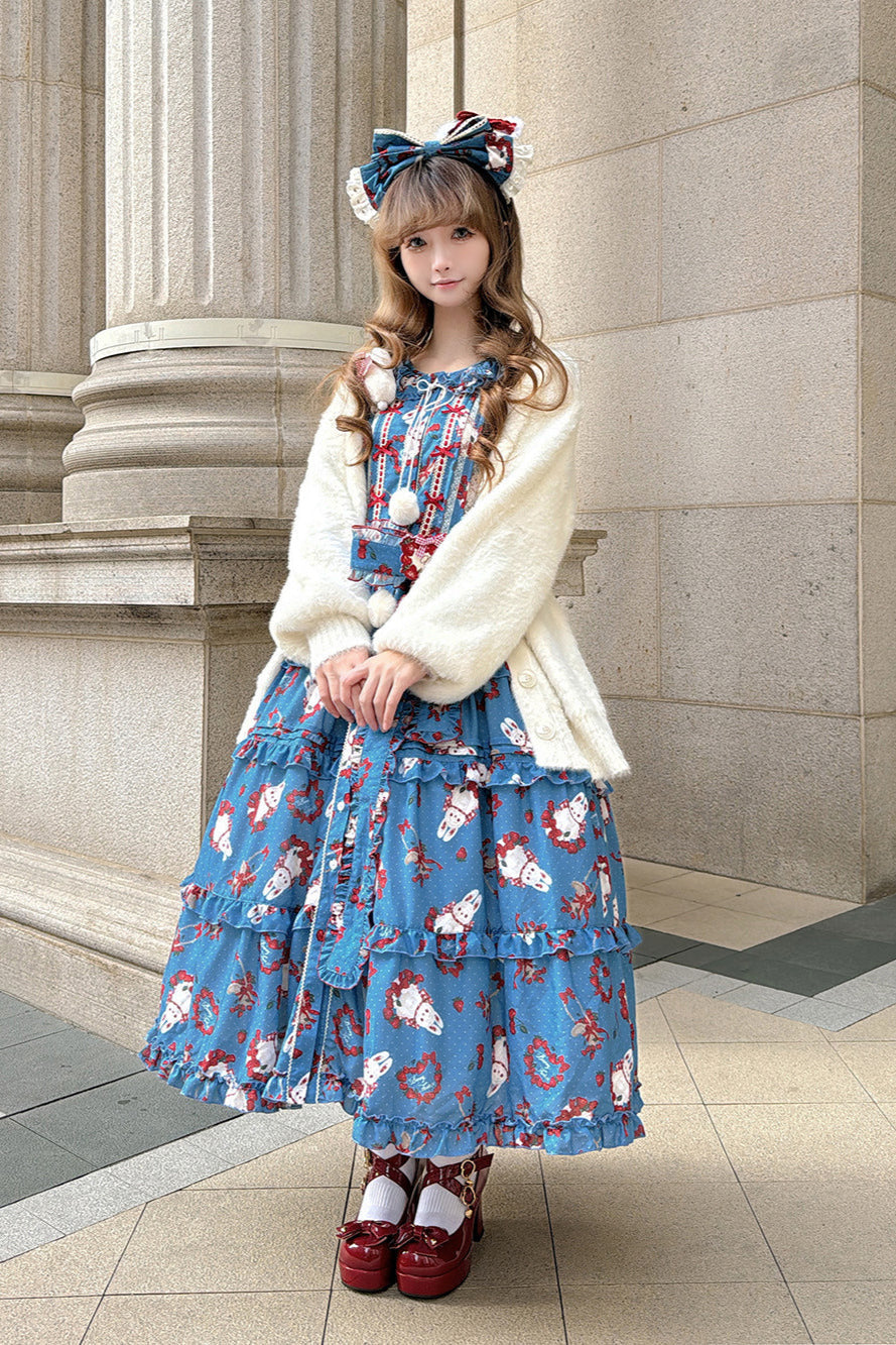 [Pre-order Deadline: January 31] Forest Berry Rabbit Series Daily Puff Sleeve Dress