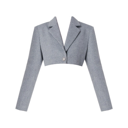 リネンハウンドトゥースウールコートスカートセットアップ