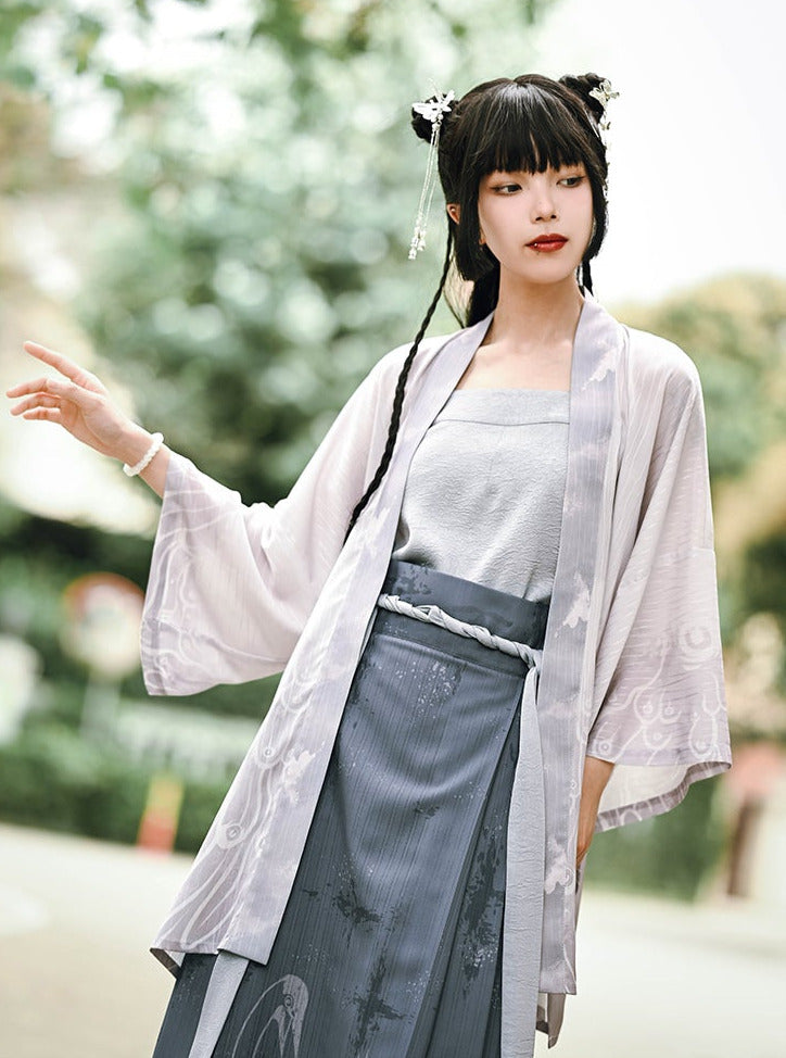 中国复古鹤羽吊带裙套装
