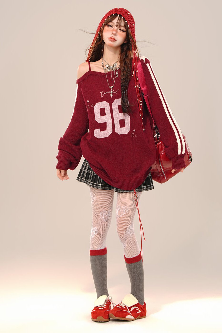 Over -size Slanted shoulder sweatshirt