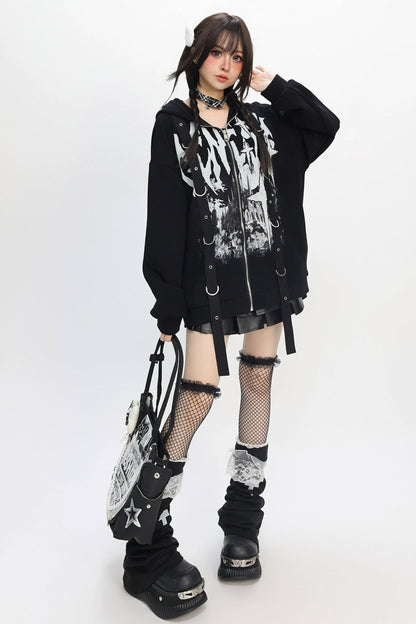 Dark Design Loose Hooded Hoodie
