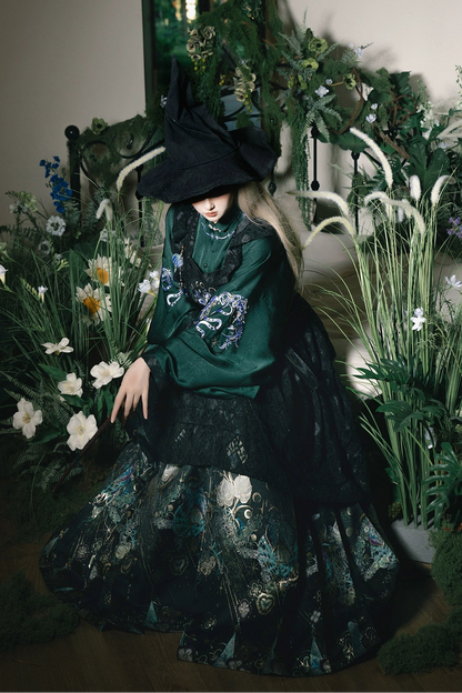 Dark retro jacket + skirt + long skirt + accessories