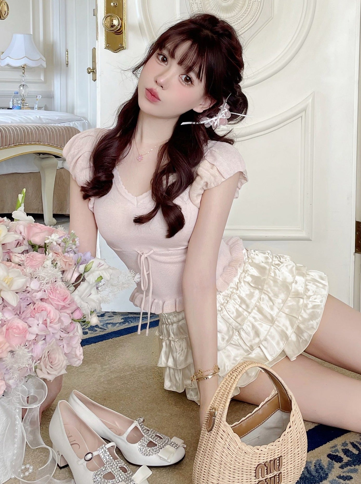 Summer Girl Milk White Cake Skirt